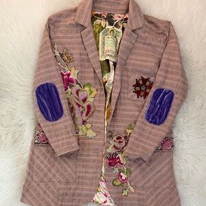 Aratta Floral Embroidered Blazer with Purple Accents